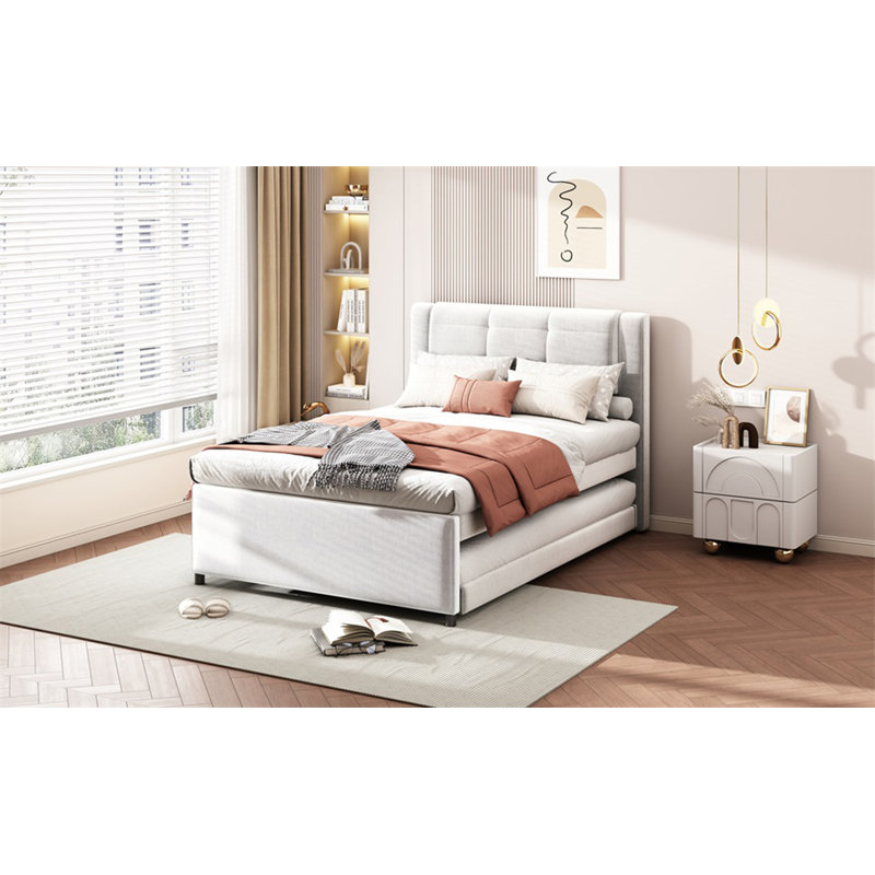 Lit plateforme double avec lit gigogne