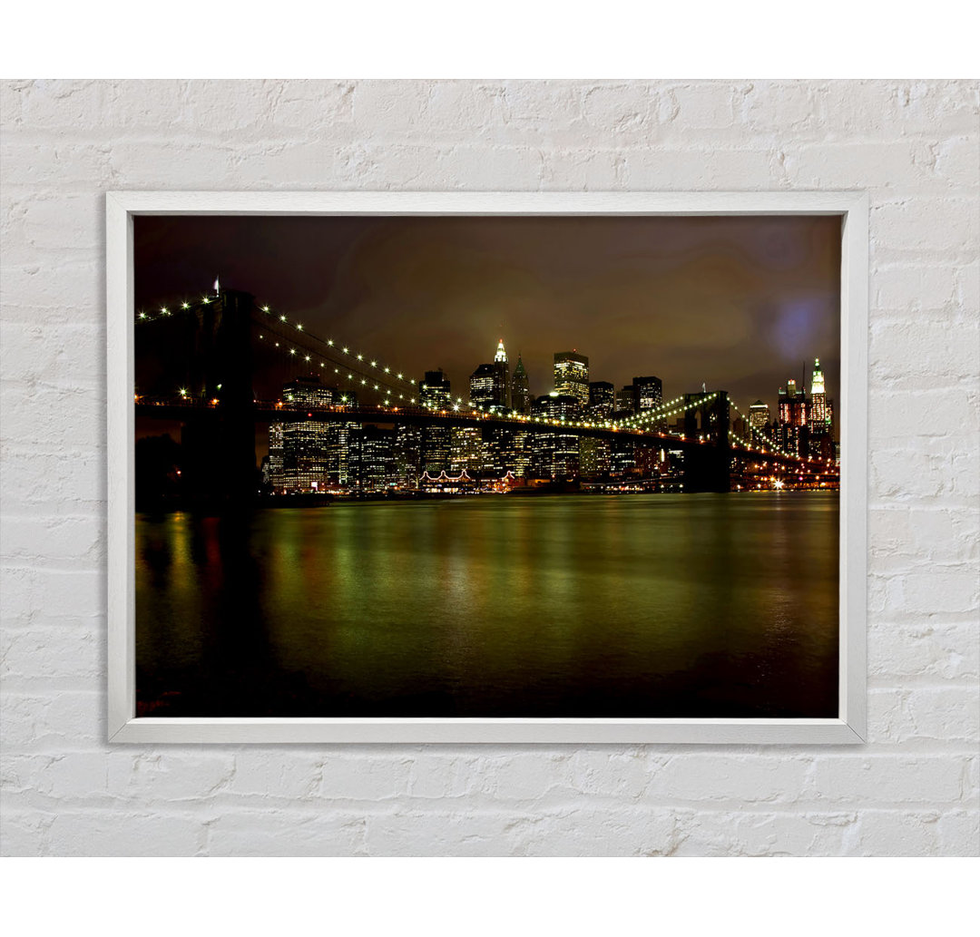 Brooklyn Bridge Green Waters - Einzelner Bilderrahmen Kunstdrucke auf Leinwand