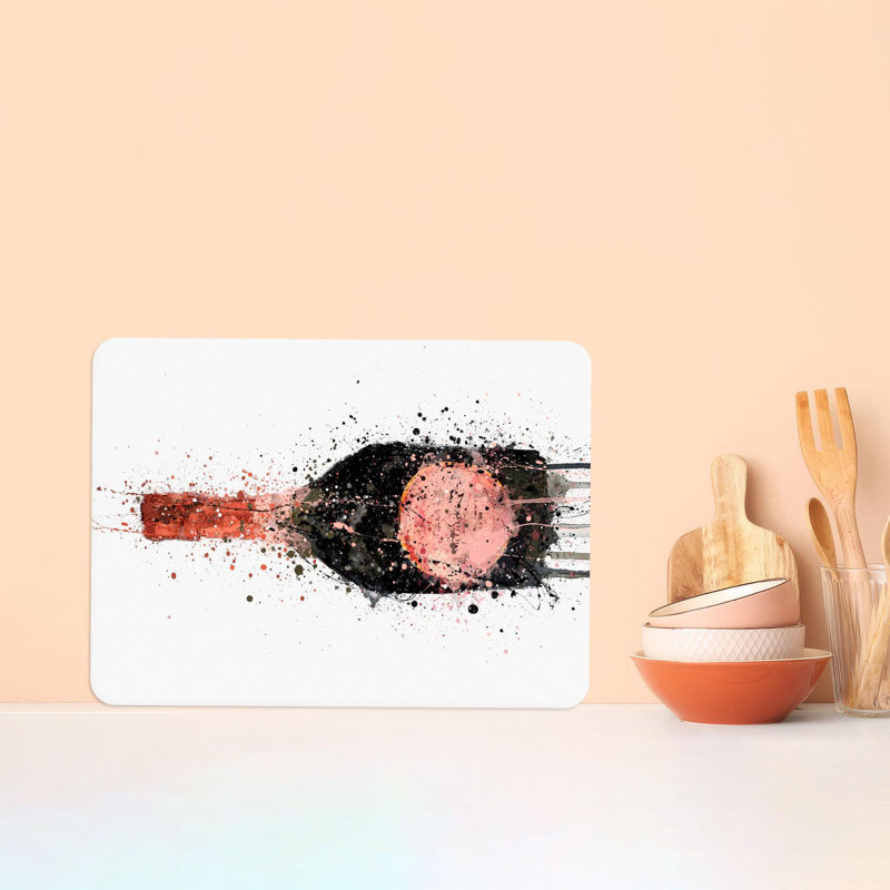 Peinture moderne à éclaboussures de champagne sur une planche de service en verre, idéale pour servir du fromage et d'autres amuse-gueules