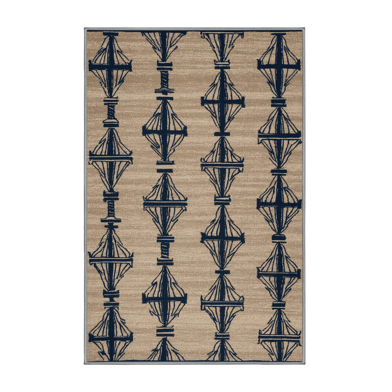 Washable Mast designs Nautical Area Rug, Rectangle 5' x 7'