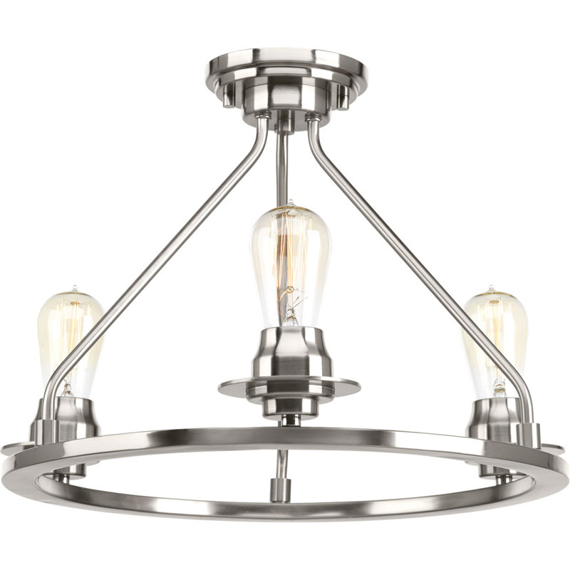 Miesha 3 - Light Dimmable Wagon Wheel Chandelier, Brushed Nickel