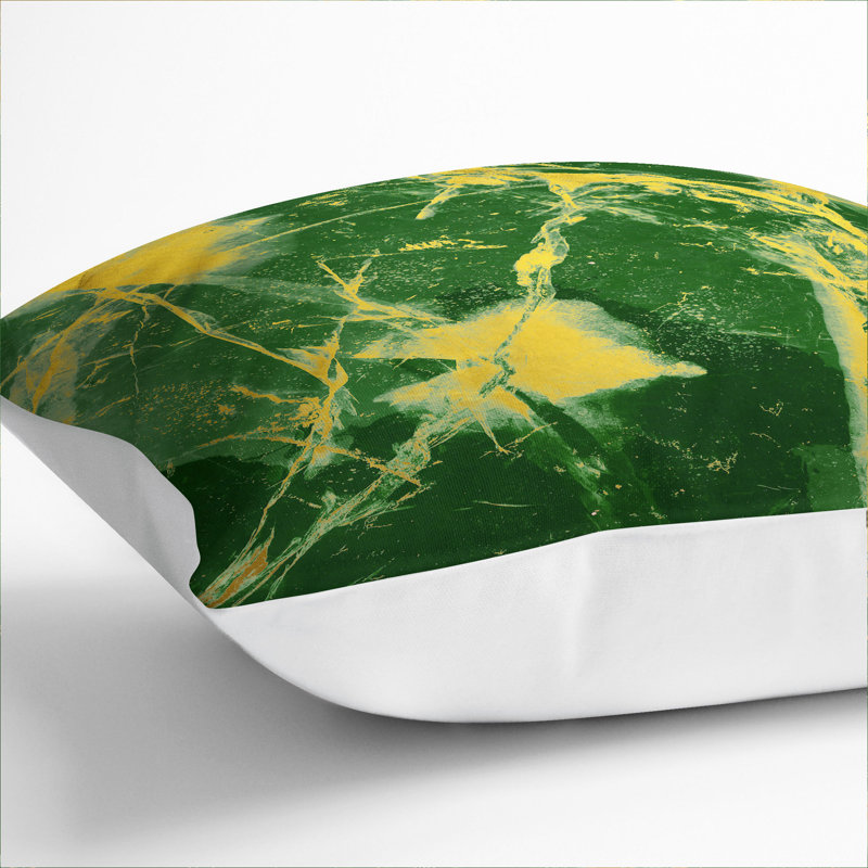 Golden Cracks Square Throw Cushion, 40cm H x 40cm W x 15cm D, White