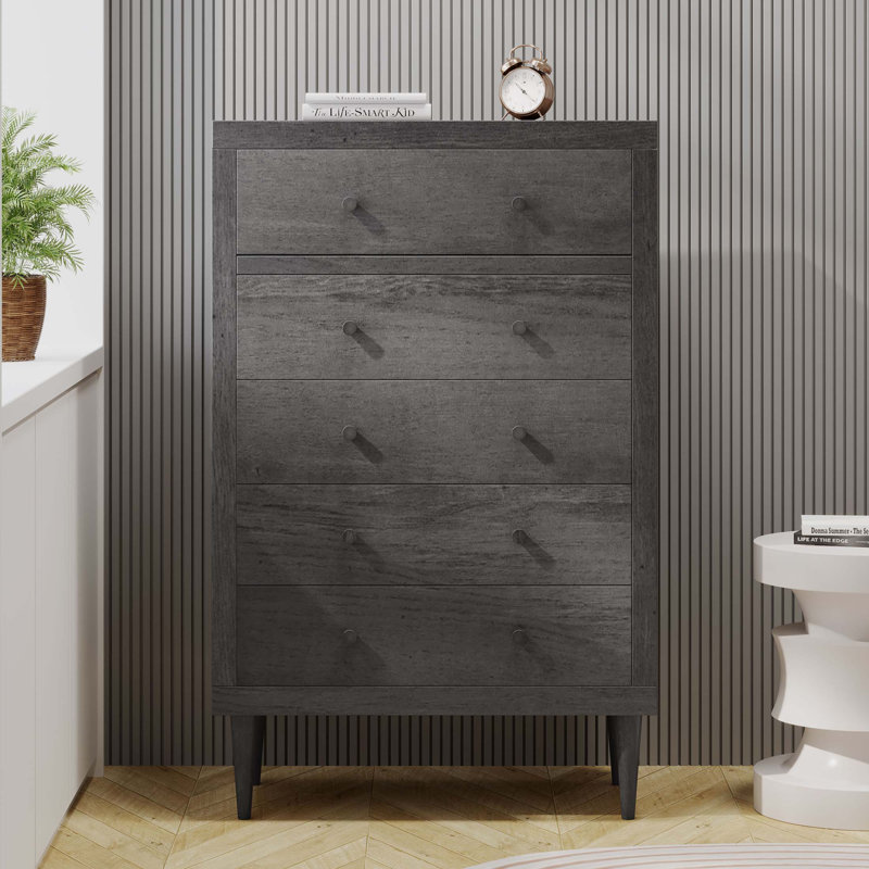 Commode à 5 tiroirs, Gris