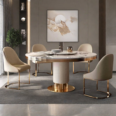 Light Luxury Faux Marble Round Dining Tables.