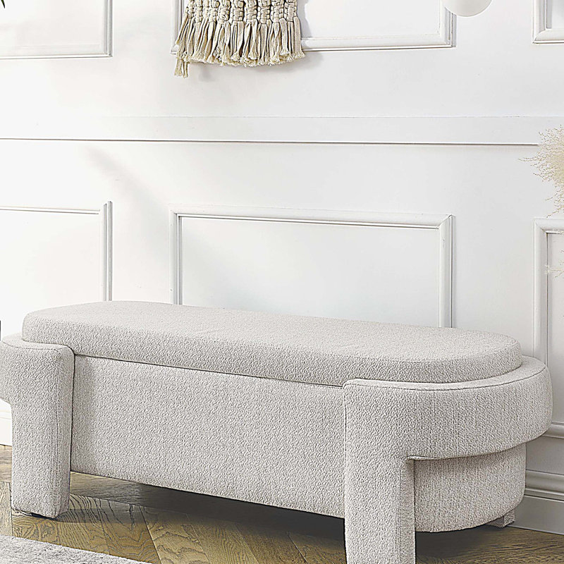 Banc rembourré avec grand espace de rangement, Beige
