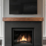 Modern Ember Walnut Creek Fireplace Mantel Shelf - 9" Depth, Close-Grain Details - Real Walnut Wood