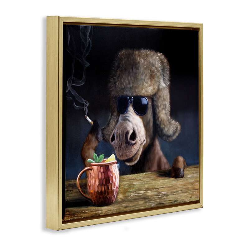 «Moscow Mule» par Lucia Heffernan, H 18 po x l 18 po, Cadre flottant métallique doré