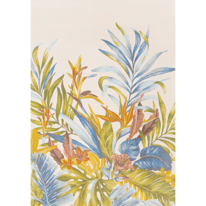 Tapis floral vert / bleu Grogg, Rectangle 7 pi 10 po x 10 pi 10 po