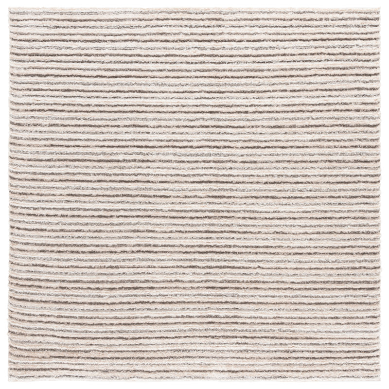 Tapis à poil long gris / beige Seattle 910, Carré 6 pi 7 po