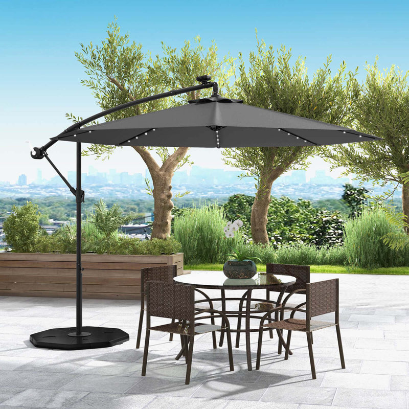 Parasol excentré à manivelle 40 lumières DEL 10 pi