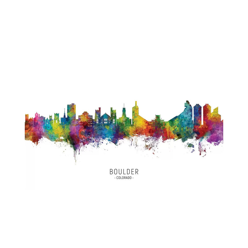 Boulder Colourado Skyline City Name by Michael Tompsett - Wrapped Canvas Gallery-Wrapped Canvas Giclée