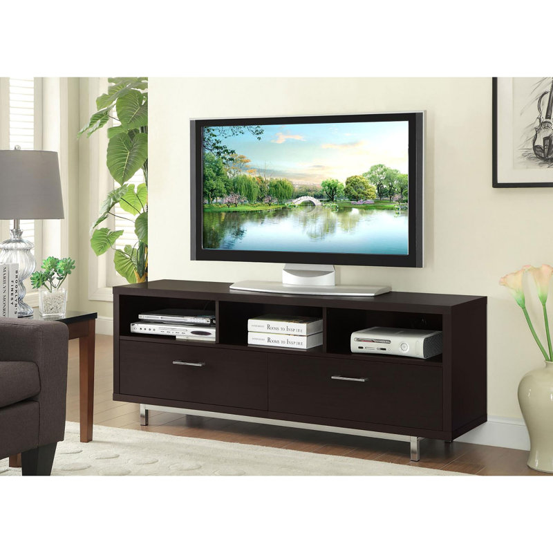 Console de rangement avec tiroir et télévision, Brun