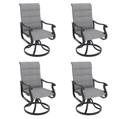 Derrald High Back Padded Swivel Rocking Outdoor Patio Dining Armchairs(Set of 4)