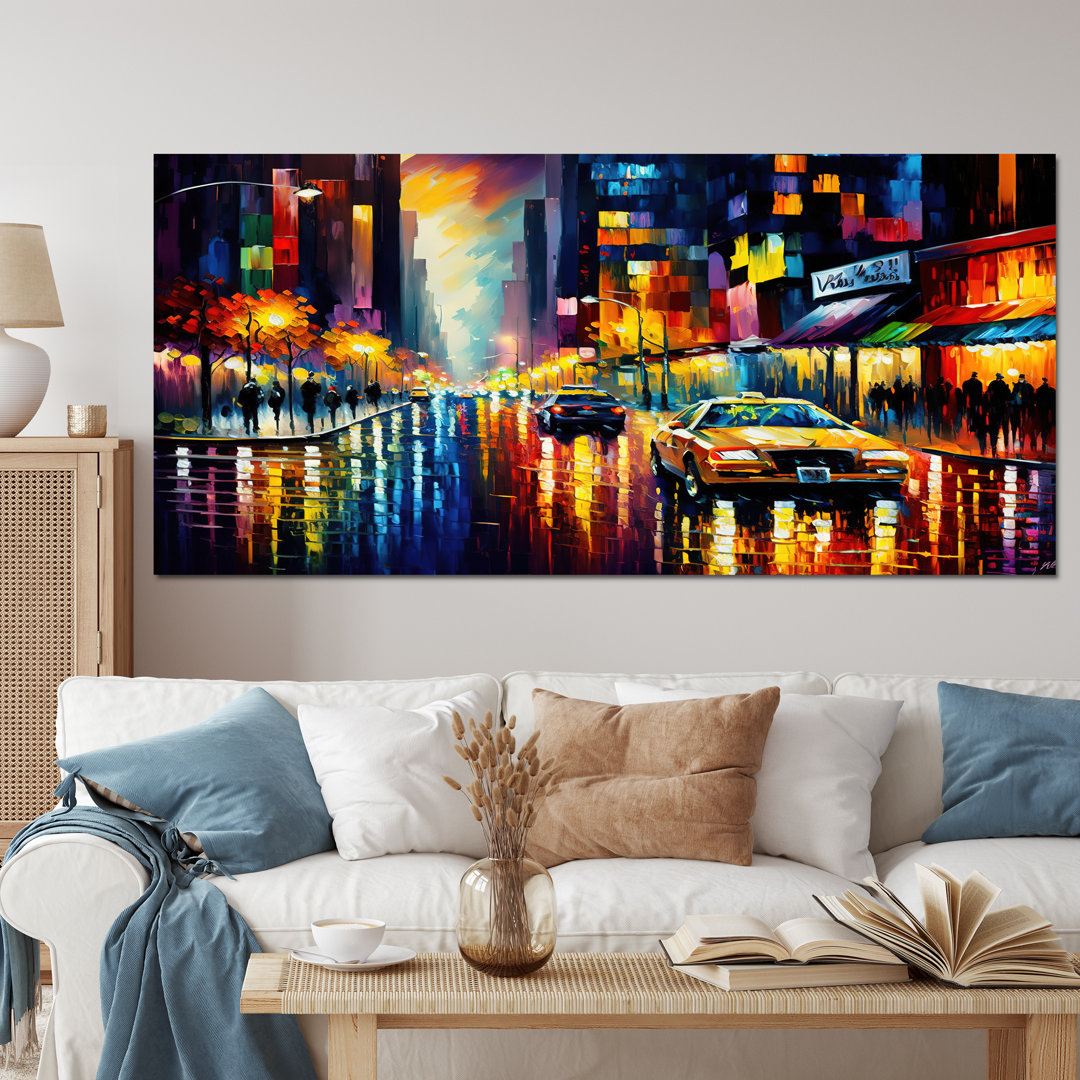 Colorful Manhattan Time Square I - Print on Canvas Design Art Overall 