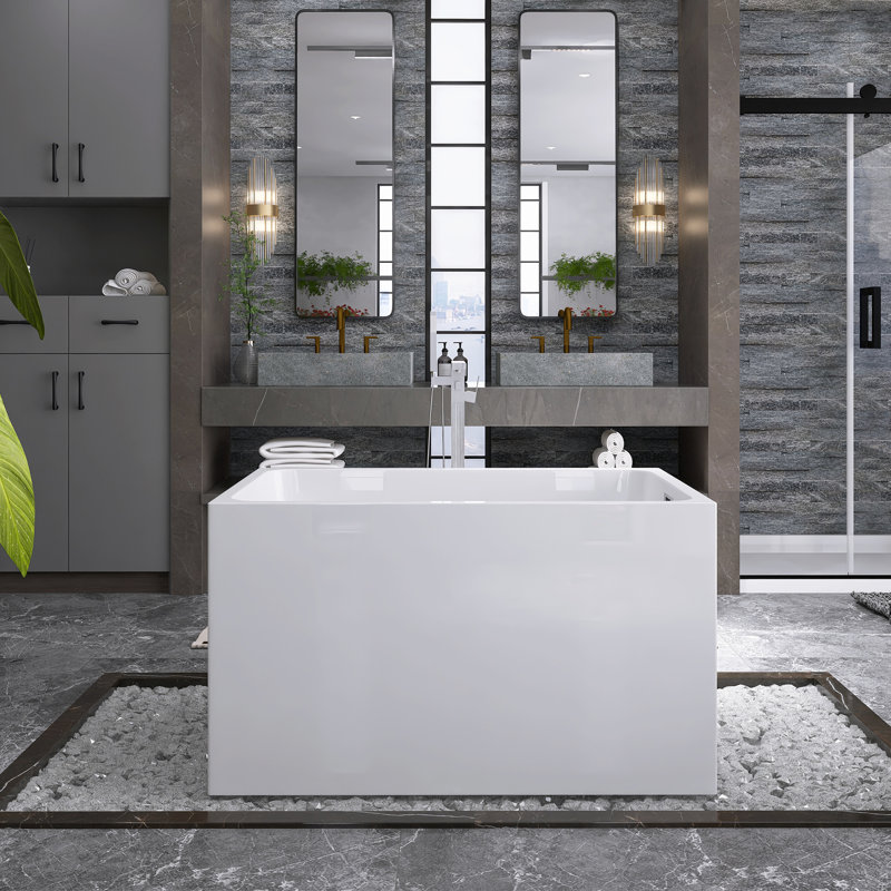 43'' x 27.6'' Freestanding Soaking Acrylic Bathtub