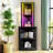64'' H Corner Shelf Stand With Led Light, Wooden Open Corner Cabinet Display Storage Rack-1585364106