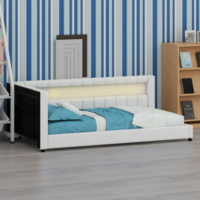 Stylish Platform Bed with Integrated Tech Features: USB Ports and LED Perimeter Lighting