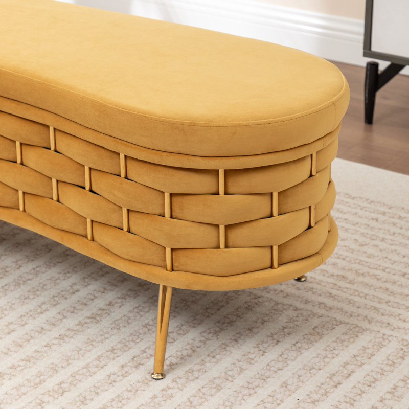 Banc de rangement rembourré Cristen, Jaune