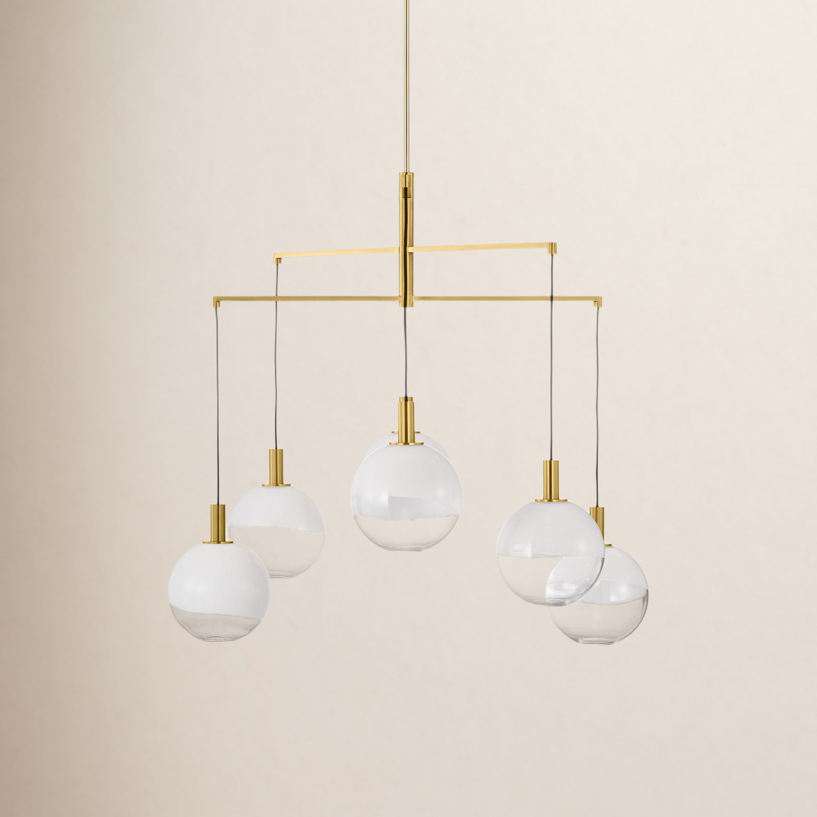 Colyt Chandelier, 6 Lights, Burnished Brass, 38.125" H x 39.75" W x 39.75" D