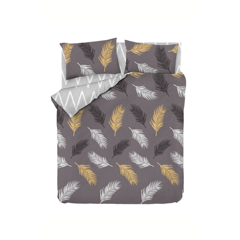 Saturn No Pattern Duvet Cover Set with Pillowcases Included, Double Duvet Cover + 2 Standard Pillowcases, Gold/Grey