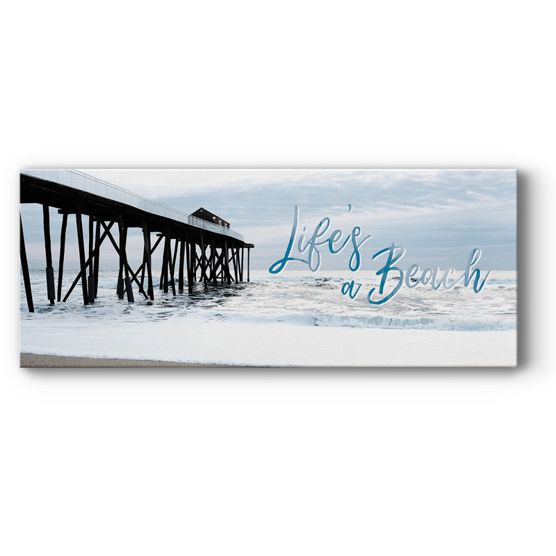 «Life's a Beach», toile tendue avec châssis, H 24 po x l 60 po x P 1,5 po