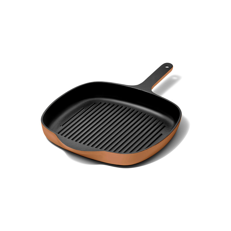 10.5" Enameled Cast Iron Grill Pan, Rust