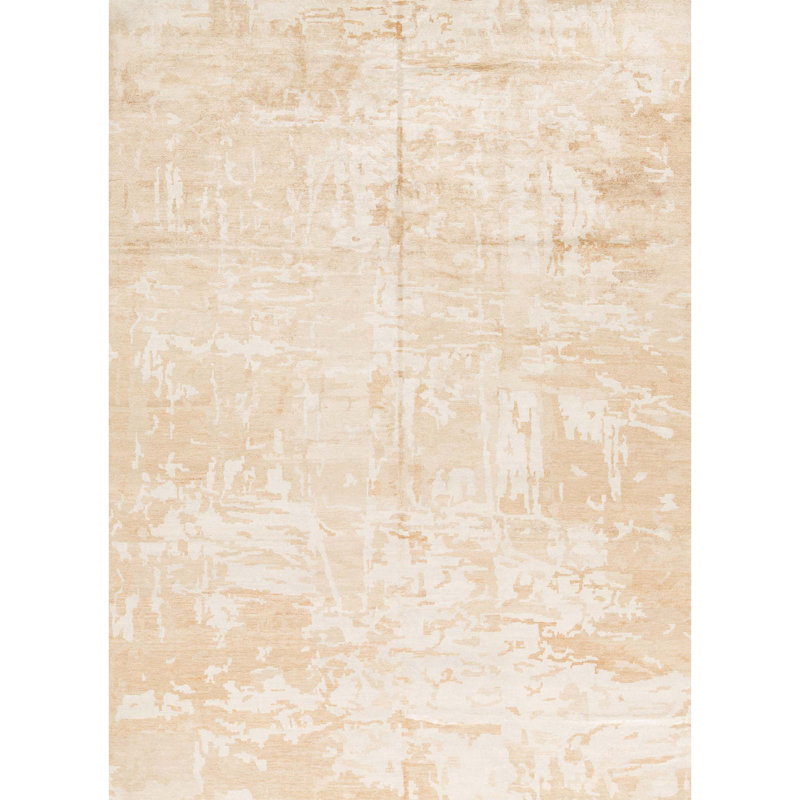 Tapis blanc et rouille de haute qualité noué à la main, Rectangle 7 pi 1 po x 9 pi 9 po