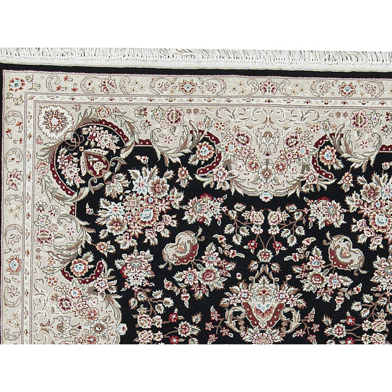 Hand-Knotted High-Quality Black and Taupe Area Rug
