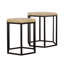 2 tables gigognes rustiques avec dessus en bois naturel et noir, pieds en épingle en métal pour le salon principal