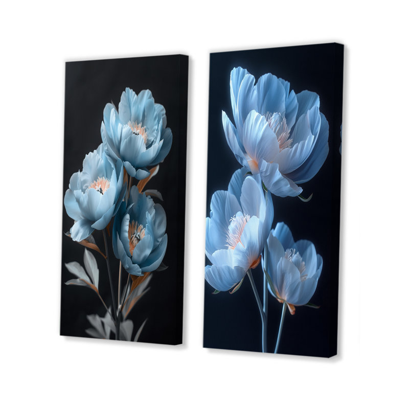 Ensemble de 2 pièces Robledo - pivoines, Ne s’applique pas, Toile tendue sur cadre, H 28 po x l 24 po