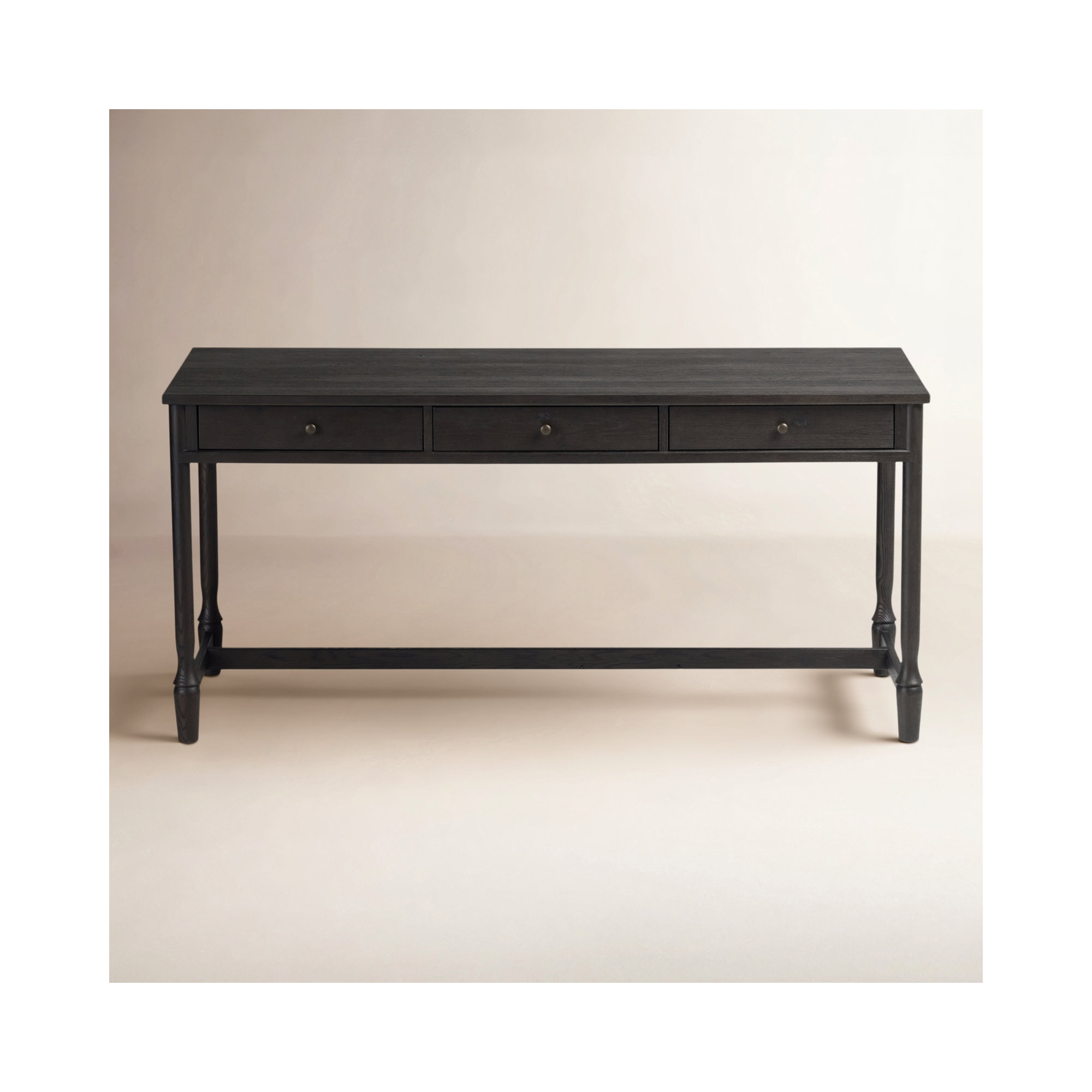 Bari Desk-Weathered Oak, Cracked Smoked Black Veneer