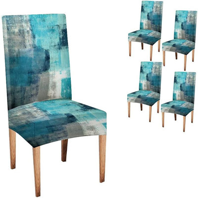 Housses de chaise - Turquoise sarcelle - ensemble de 4 / extensible / amovible / lavable / chaise Parson / salle à manger / salon / cuisine