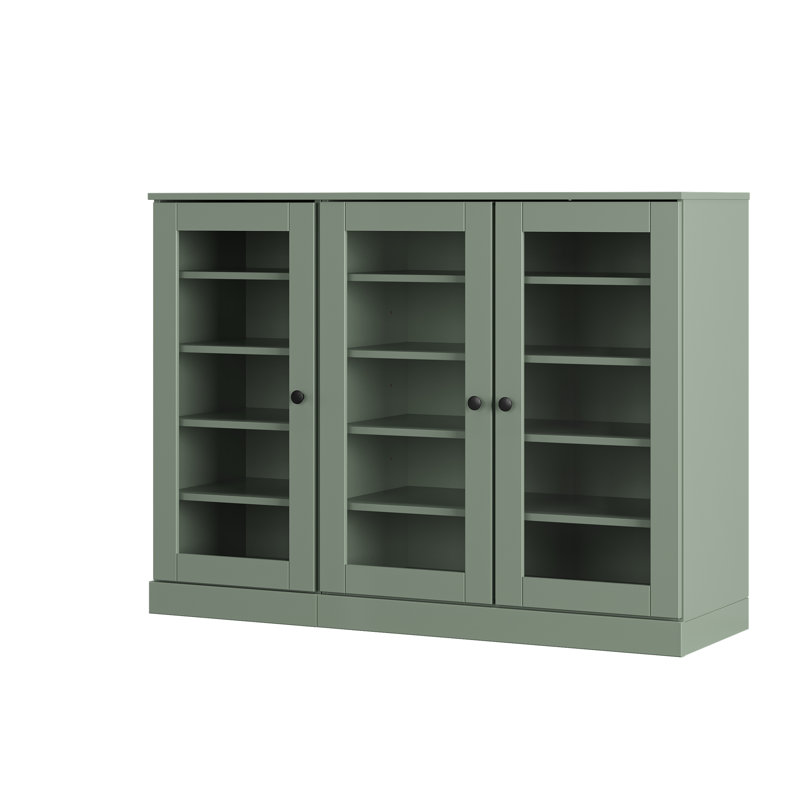 Armoire de rangement à chaussures 100% en bois massif avec porte en verre, tablettes réglables, rangement modulaire pour vestibule, l 48,5 po x H 35,75 po