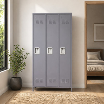 3 casiers en métal de 72 po avec verrou pour les employés, armoire de rangement pour le garage à domicile