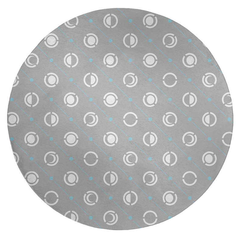 Chenille Geometric Indoor Rug, Round 5'