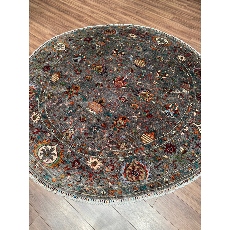 Tapis en laine et coton gris noué à la main Original Original