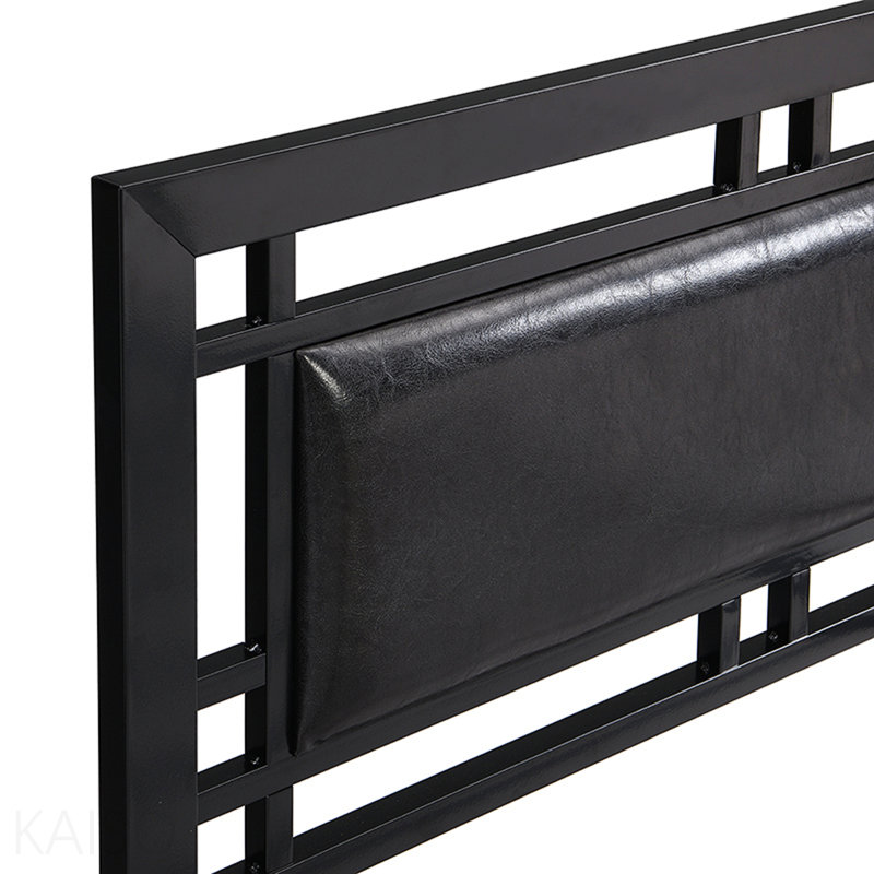 Structure simple en métal pour lit simple, style moderne et confort pour toute chambre à coucher, noir