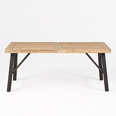 Acacia Wood Dining Table - Let Your Culinary Journey Begin With Weather-Resistant, Slat Panel Design by Gracie Oaks