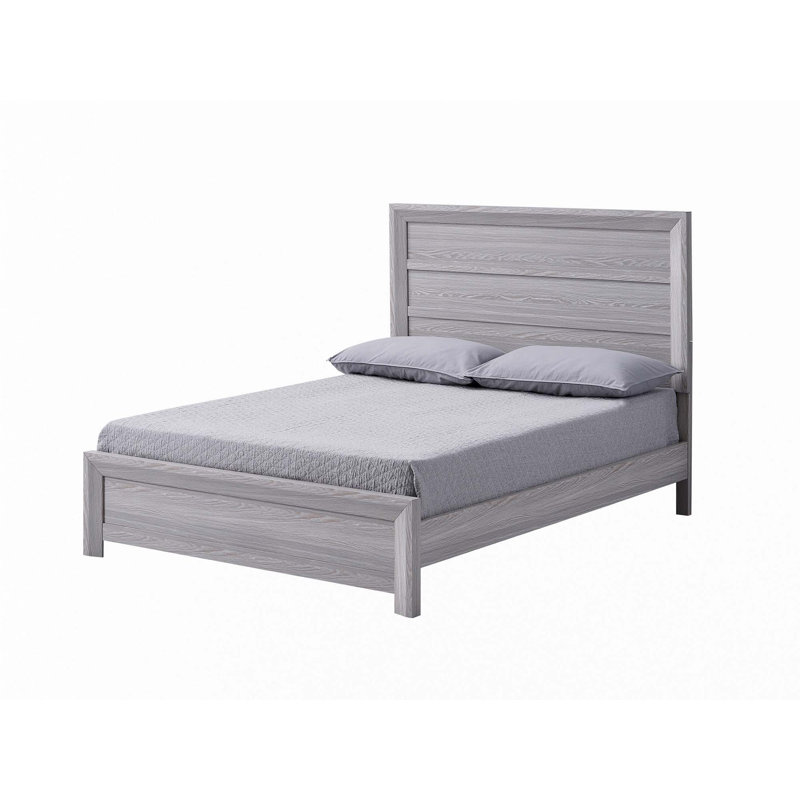 Wooden  Platform Bed, Grey, Full