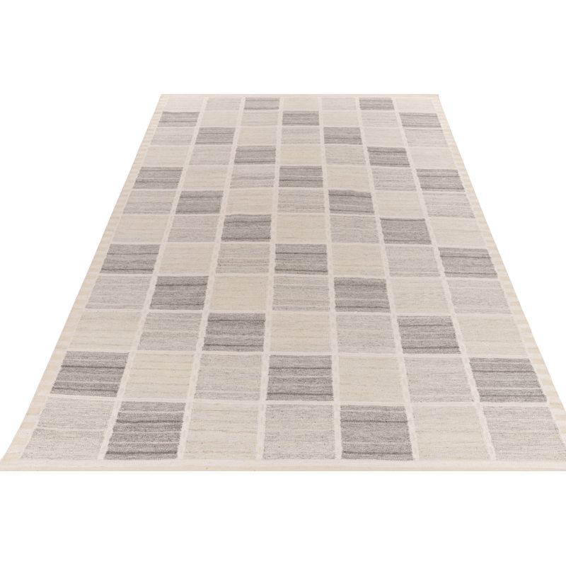 Scandinavian Wool Geometric Area Rug, Rectangle 5' x 7'