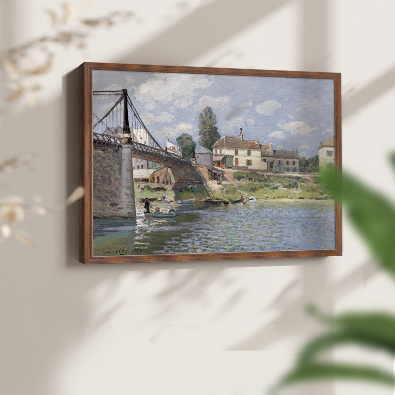 The Bridge at Villeneuve -Framed Print - Restickable, Noyer, H 16 po x l 20 po