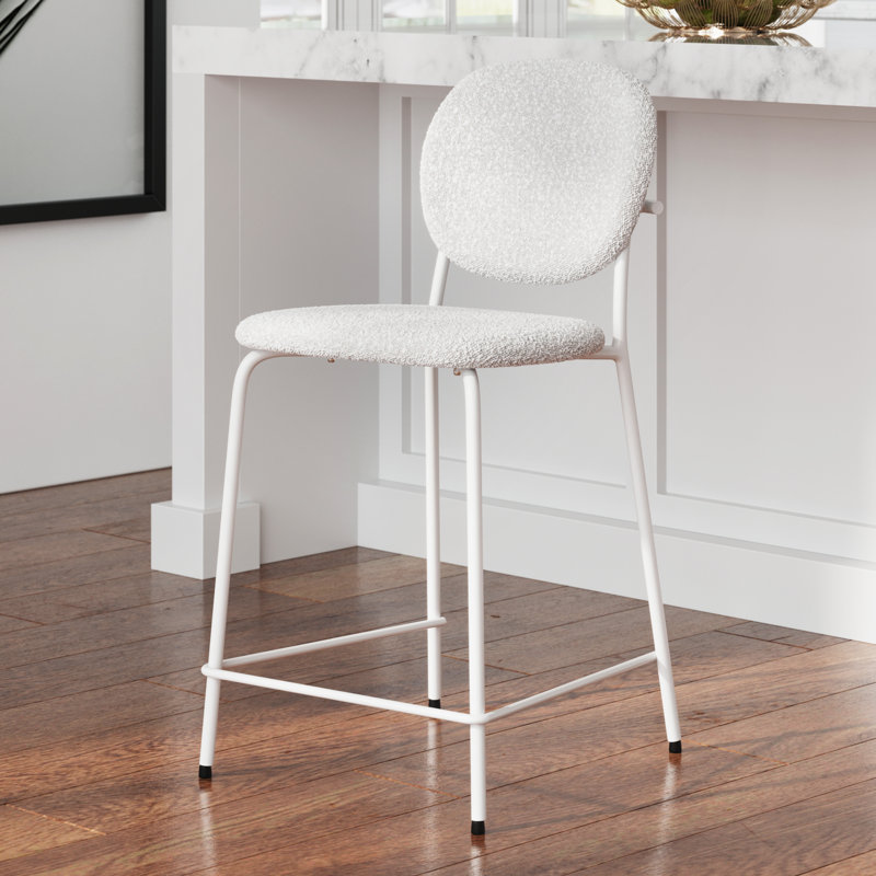 Boucle Bar & Counter Stool, Counter Stool (23” Seat Height), White