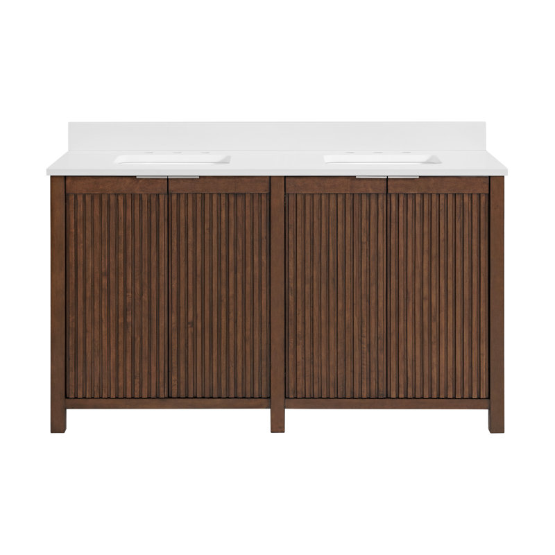 Through Lines 60" Double Bathroom Vanity, Brown