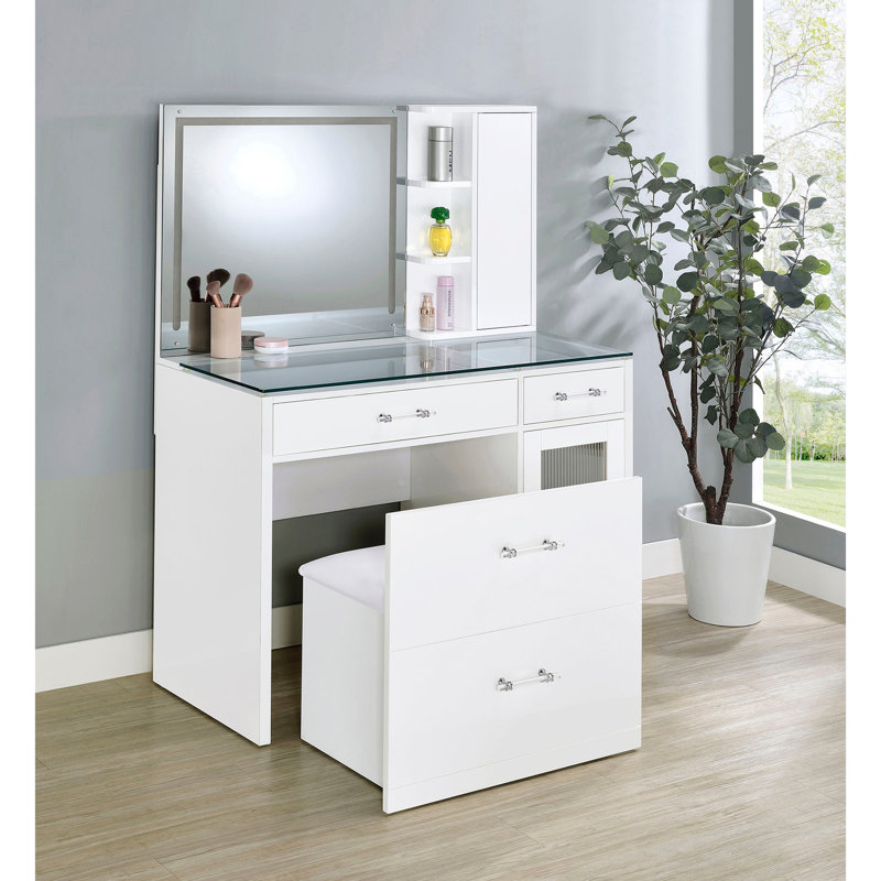 Coiffeuse Kerr 2 tiroirs avec miroir Kool