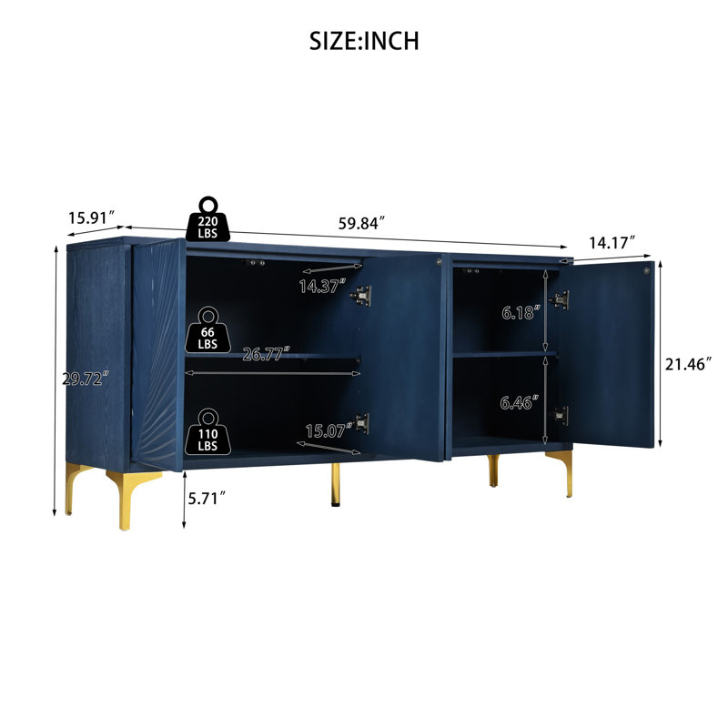Console 59,86 po, Bleu clair