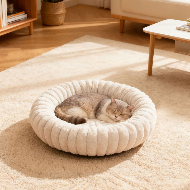 Faux Fur Pet Bed, 70cm W x 70cm D, White