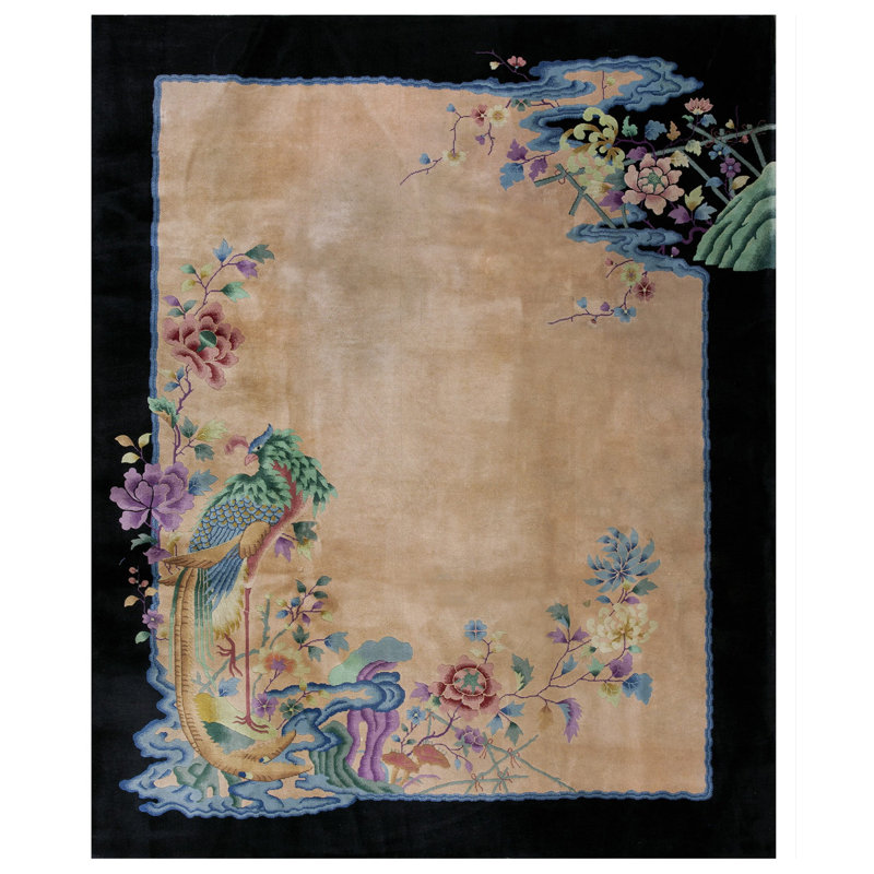 Hand Knotted Pile Rectangle Wool Floral Brown Earth Tone 1920s Antique Rug