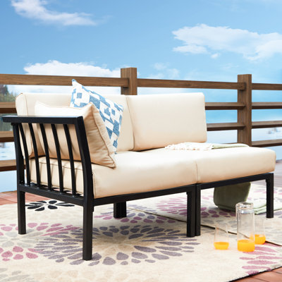 Owens 55 " W Straight Powder Coated Steel Loveseat with Cushions