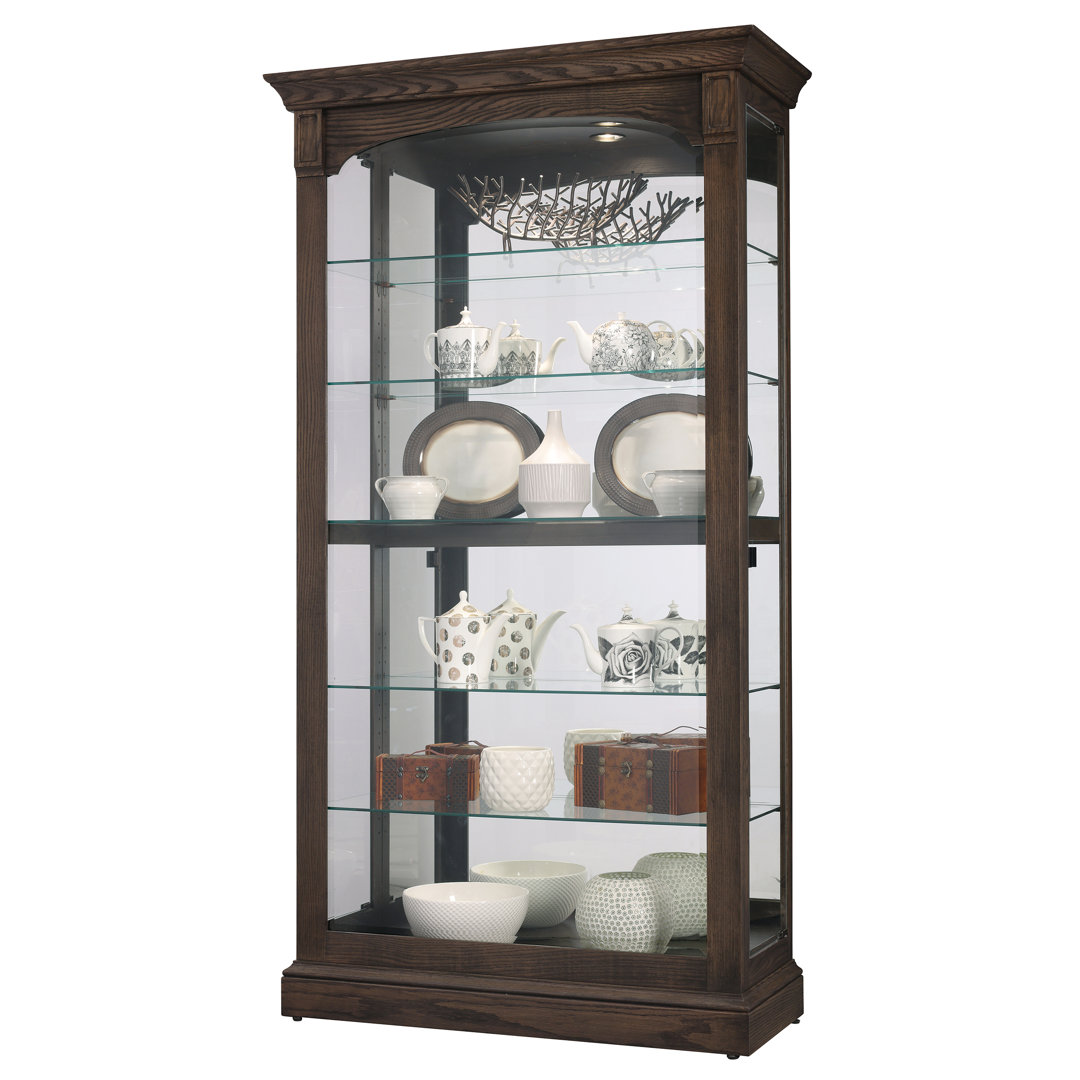Flora III Curio Display Cabinet, Arched Beveled Glass, Side Entry Doors, LED Lighting Howard Miller® 