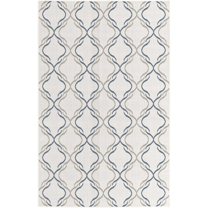 Draupadi Geometric Indoor / Outdoor Rug, Rectangle 5'3" x 8'
